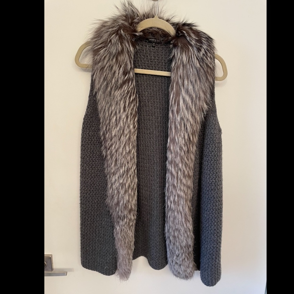 Lafayette 148 cashmere/fox fur vest
